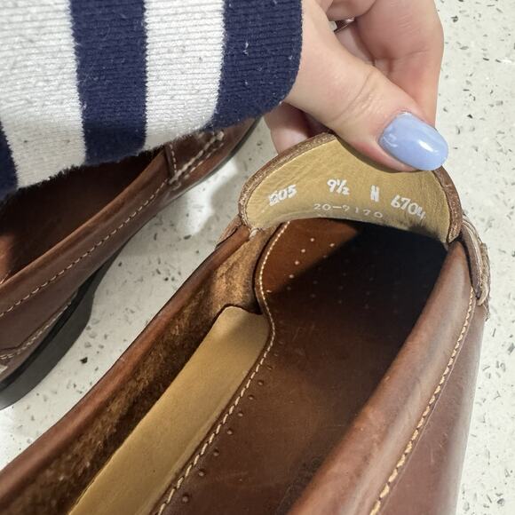 Johnston & Murphy Passport brown basketwoven leather penny loafers 9.5